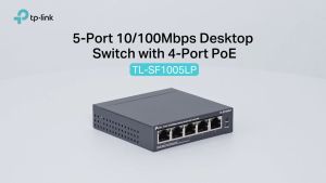 TP-LINK Tplink 4 +1 100m IP Network Desktop POE Switch 4 Port POE 1x Uplink 41w Max Power RJ45 LAN SF1005LP TL-SF1005LP