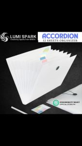 LUMISPARK ACCORDION Transparent Insert File Folder | Free Tags A4 Document Bag | 12 Layered Envelope