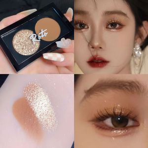 Matte Shimmer Eyeshadow Palette Natural Blue Two-Tone Waterproof Sweatproof Long-lasting Colorful Eye Makeup Tool by ROTO