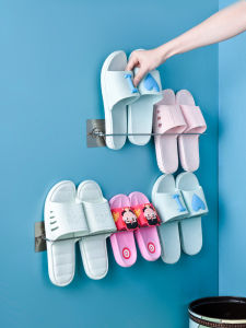 ชั้นวางรองเท้าถูพื้นชั้นวางรองเท้าในห้องน้ำแบบไม่เจาะรูทำจากสแตนเลสชั้นวางของติดผนังแบบแขวนผนังแบบเรียบง่ายชั้นเก็บรองเท้าแตะระเบียง