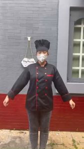 Áo Bếp Trưởng Đầu Bếp Đồng Phục Áo Bếp Màu đen tay dài