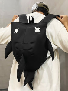 กระเป๋าเป้สะพายหลังลายฉลามสำหรับนักเรียนประถมศึกษา กระเป๋าสะพายไหล่ลายมอเตอร์ไซค์สัตว์น่ารักสำหรับเด็กชายและเด็กหญิง