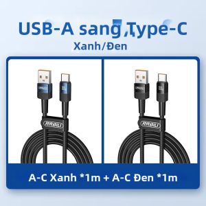 2 CÁI Cáp USB A Sang Type C NNBILI 6A 100W PD Sạc Nhanh Chất Liệu Dệt Bện Cho Xiaomi POCO Realme Macbook iPad 1M/2M