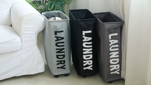 Foldable Large Capacity Laundry Basket With Wheels Oxford Dirty Clothes Basket Yoga Storage Basket