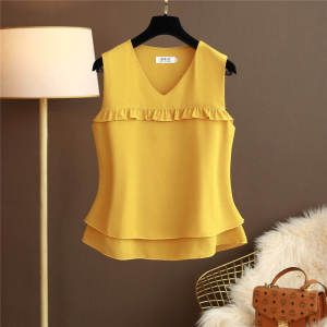 Womens Summer Thin Sleeveless V-Neck Tank Top Loose Fit Casual Wear Polyester Chiffon Base Layer Small Strap Camisole