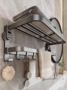 Hourleey | Suction Cup No-Drilling Foldable Towel Rack