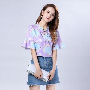 Áo Sơ Mi Chiffon Tay Lửng Thời Trang Mùa Hè Cho Nữ Áo Dài Tay Ôm Sát Thắt Lưng Váy Midi Quần Dài Áo Chui Đầu Cổ Tròn