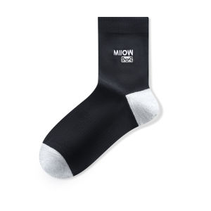 Miiow | 7A Antibacterial Mens Cotton Socks Mid-Calf Breathable Sport Anti-Odor Absorbent Embroidered Long Socks For Autumn Winter