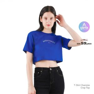 Aerostreet T Shirt Oversize Crop Top Gracia Royal Blue Kaos 1CA01