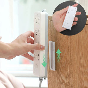 Socket Holder Organizer Self-Adhesive Wall Mounted Power Socket Strip Removable Strip Hold Wire Holder for Home Office