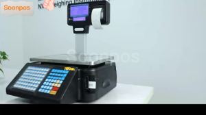 Soonpos POS Weighing Scale Printer Label Barcode POS Receipt Printing Scale 15kg 30kg Supermarket Weighing Scale Price Computing Cash Register High Precision