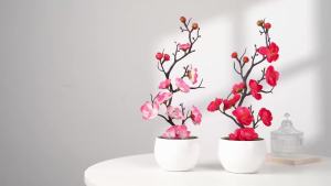 1 Cây Hoa Mai Nhân Tạo Thực Tế Cây Bonsai Mini Trong Chậu Có Chậu Màu Trắng Dùng Trang Trí Nhà Văn Phòng Bàn Làm Việc Không Cần Bảo Dưỡng