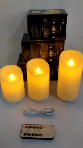 1 or 3 Pieces USB Charge Remote Control LED Decorative Moving Wick Candles10/12.5/15 cm Rechargeable Dancing Church Candles