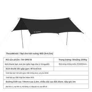 Bạt Lều Chống Nước Chống Tia UV Siêu Nhẹ 40D