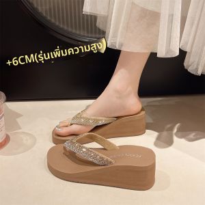 QIAOHUI | Rhinstone Thick Sole Slip Resistant Flip Flops