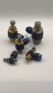 Speed Control Elbow Drat Luar / Male Pneumatic Slip Lock Flow Control Selang 4mm 6mm 8mm 10mm 12mm