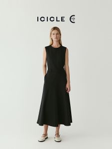 ICICLE | Thick Elastic Wool Roman Cloth Long Dress Spring
