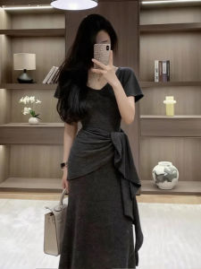 SUSIEYUAN | Đầm Phụ Nữ Màu Xám Pháp