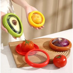 Reusable Food Saver Box Half Cut Fruit Freshing Retractable Film Storage Container