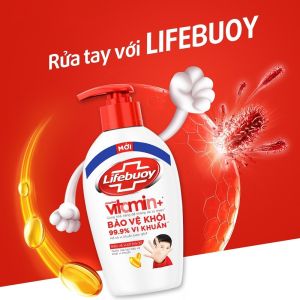 Nước Rửa Tay Lifebuoy Vitamin+ 450g Bảo Vệ Vượt Trội Dưỡng Ẩm Cân Bằng pH Khử Mùi Tanh Lifebuoy Vitamin+ 10 Protects Hand Wash 450g