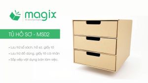 MS02 - 33x26x25.5 cm - Tủ đựng hồ sơ 3 ngăn bằng carton