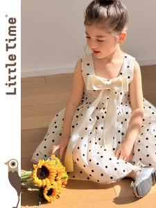 Sleeveless Dots Polka Dot Bow Vest Dress