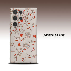 Vintage Lotus Red Hearts For Samsung Galaxy S26 S25 S24 A56 A36 Dual Layer Luxury Fashion Full Lens Protective Case