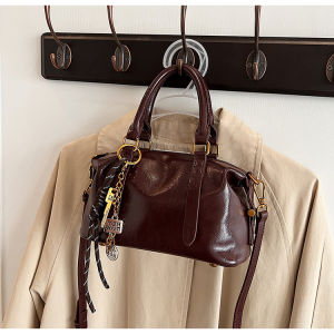 กระเป๋าสะพายข้างผู้หญิงแบบสะพายข้างแบบสะพายไหล่แบบอเนกประสงค์แบบย้อนยุคแบบน้ำมันและวานิลล่า กระเป๋าถือแบบลำลอง กระเป๋าหมอน กระเป๋าสะพายข้างแบบลำลอง