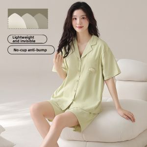 MiiOW | Pure Cotton Summer Sleepwear Short Sleeve Open Cardigan Womens Home Clothes Set Breathable Quick Dry Lightweight MiiOW Cat Person