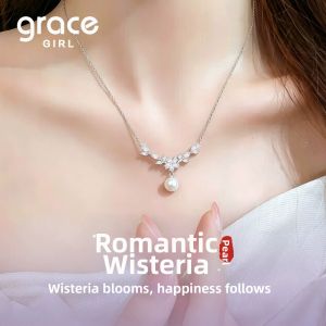Grace Girl | Elegant Purple Wisteria Pearl Necklace