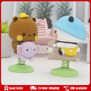 New PVC Panda Bear Figure Bubu Dudu Shaking Head Cartoon Miniatures Collectible Kawaii Bubu Dudu Bear Model Toy Car Home Mignon Bubu Dudu Panda Bear Figure Kawaii Cartoon Panda Modèle créatif Animal Car Ornaments Collectible Bear Ornement Cadeau