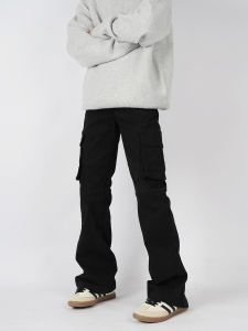 Z POCKET American Style Straight Leg Work Pants Mens Casual Loose Fit Slimming Black Trousers for Autumn And Winter