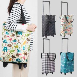 Large Capacity Trolley Shopping Foldable Bag With Wheels Eco-friendly Reusable Shopping Cart Bag