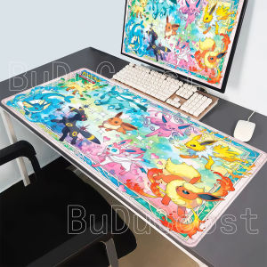 Bandai | HD printing Eevee family Anime pokemon Mouse Pad Cabinet Kawaii Tablepad XXL Keyboard Office PC Gaming Rubber overlock Desk Mat