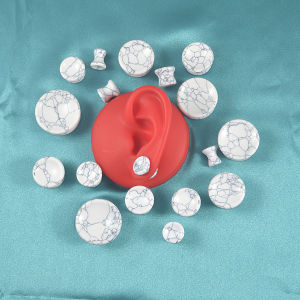 1-2PCS Colorful Stone Double Flared Concave Ear Plugs&Tunnels Cats Eye /Amethyst Crystal Ear Weight Strengted Piercing Earring