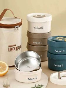 Portable 304 Stainless Steel Insulated Lunch Box Microwave Safe Bento Box Student Office Worker Meal Bowl with Lid Lunch Container
