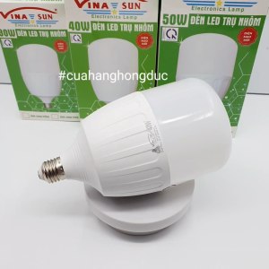 Bóng Đèn LED Trụ Tròn 20W 30W 40W 50W 65W Bọc Nhôm Vina Sun (Mẫu mới)