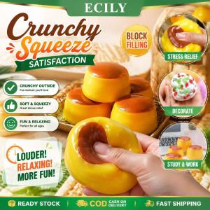 3PCS Caramel Pudding Squishy Fidget Ball – Crunchy ASMR Stress Relief Toy Moldable Squeeze Sensory Decompression Portable Pocket for Office Desk Home Travel Eco-Friendly Non-Toxic for Kids Adults ECILY