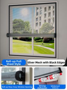 JH | Easy Install Roll-Up Insect Protection Window Screen Invisible Self-Adhesive Mesh
