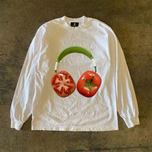 เสื้อยืดคู่รักแขนยาวผ้าฝ้ายแท้ 310 ทรงหลวม คอกลม ลายการ์ตูน ทรงหลวม สำหรับผู้ชายและผู้หญิง