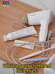 Hair Dryer Holder Punch-free Hair Dryer Rack Bathroom Installation-free Wall-mounted Shelf