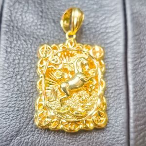 Mặt dây chuyền nam thẻ bài mã đá thành công mang thu hút phong thủy tài lộc 13.7.23