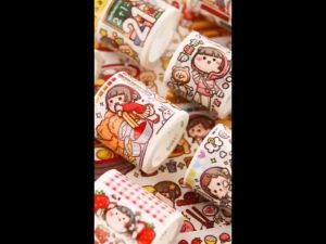 Pita Pelekat Kartun Comel Bayi Washi Tape Hiasan Kreatif Untuk Buku Harian Alat Tulis Kids Cute Cartoon Little Mochi Journal Material Tape Sticker Creative Stationery 宝宝可爱卡通小麻薯手帐素材胶带创意文具 E168