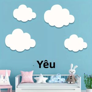6 Chiếc Bằng Gỗ Đám Mây & Lông Mi Trang Trí Treo Tường Cho Bé Phòng Mầm Non Tự Dính Nano Băng Dán Tường Phong Cách Hiện Đại Trang Trí Nhà