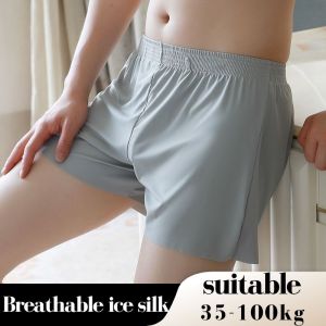 【35-100kg】Plus size Mens Brief: Ice Silk Breathable Leave No Trace Cool Summer Thin Student Flat Corner Brief: Trendy Fashionable Personalized Four Corner Brief