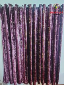 7ft. Elegant Purple Velvet Floral Curtain | Ring | Blockout - JOEFFATS GARMENTS