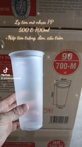Ly tim mờ ly tim nhựa PP mềm đục UKP 500ml & 700ml kết hợp cùng nắp timnắp cầu tròn nắp tim