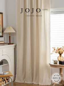 JOJOS L. PD.berg French Style Creamy Light Translucent Rod-Piercing Vintage Curtains Home Textile Window Treatments