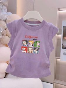 Modale Sleeveless Vest for Girls Cartoon Print Flying Sleeve Top Summer New Style Childrens Clothing Baby Outwear Butterfly Qidu