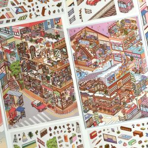 Landscape Corner Decor Stickers 2.0 Hot Spring Town Scenery Positioning